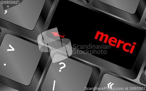 Image of merci word on computer keyboard key