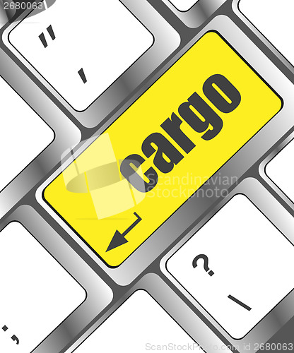 Image of cargo word on laptop computer keyboard key