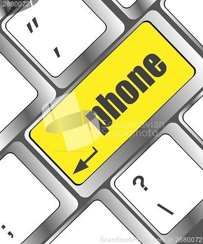 Image of phone key in place of enter key - social concept