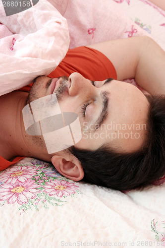 Image of Portrait of a young man sleeping.