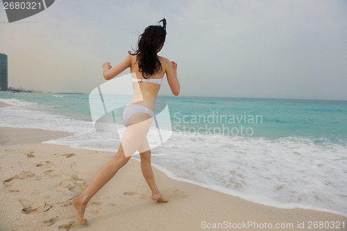 Image of Happy Beautiful Woman Enjoying Summer Vacation