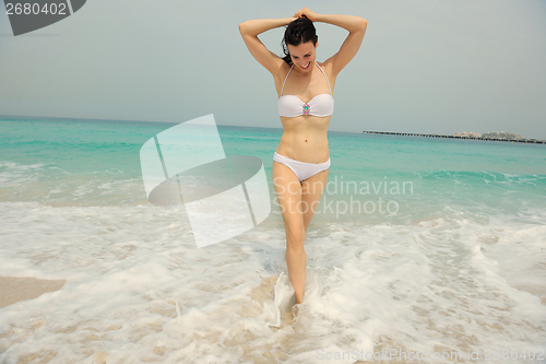 Image of Happy Beautiful Woman Enjoying Summer Vacation