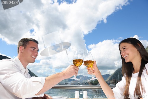 Image of couple having lanch at beautiful restaurant