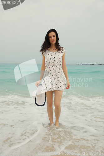 Image of Happy Beautiful Woman Enjoying Summer Vacation
