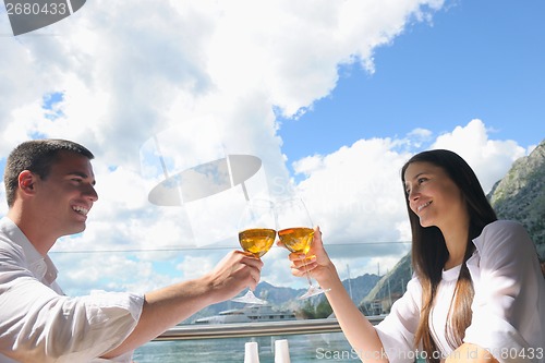 Image of couple having lanch at beautiful restaurant