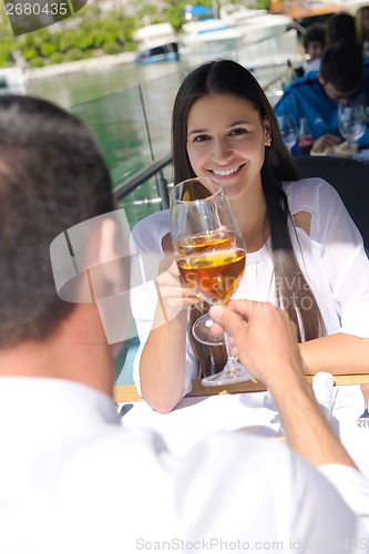 Image of couple having lanch at beautiful restaurant