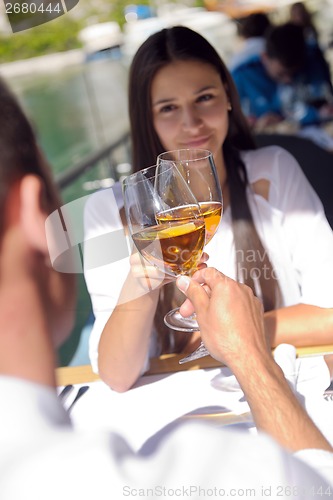 Image of couple having lanch at beautiful restaurant