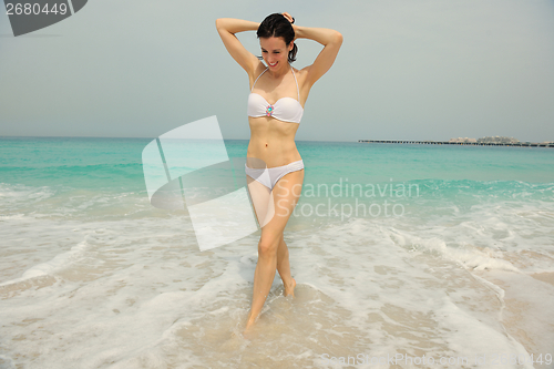 Image of Happy Beautiful Woman Enjoying Summer Vacation