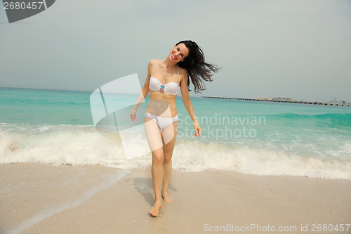 Image of Happy Beautiful Woman Enjoying Summer Vacation