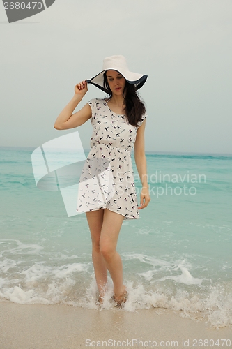 Image of Happy Beautiful Woman Enjoying Summer Vacation