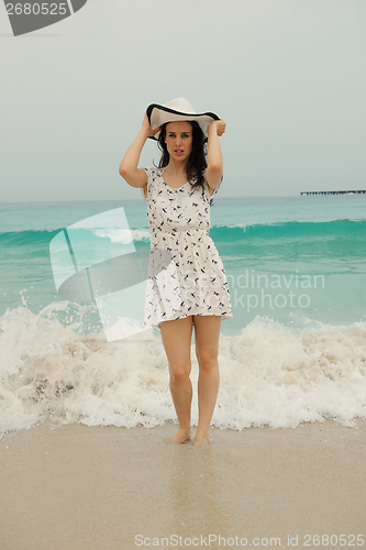 Image of Happy Beautiful Woman Enjoying Summer Vacation
