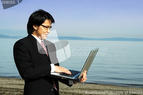 Image of Businessman on the beach