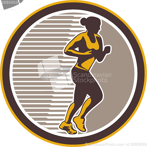 Image of Female Marathon Runner Side View Retro