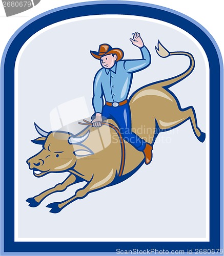 Image of Rodeo Cowboy Bull Riding Cartoon