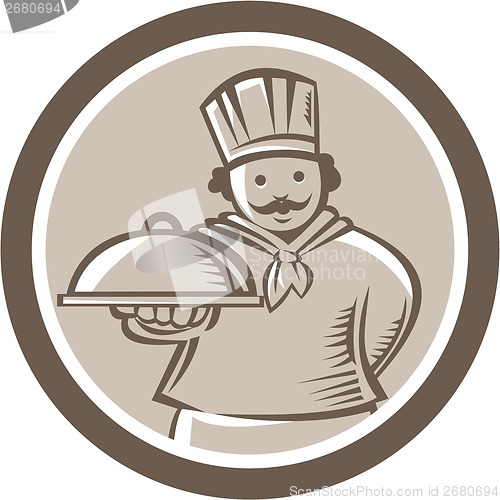 Image of Chef Cook Serving Food Platter Circle