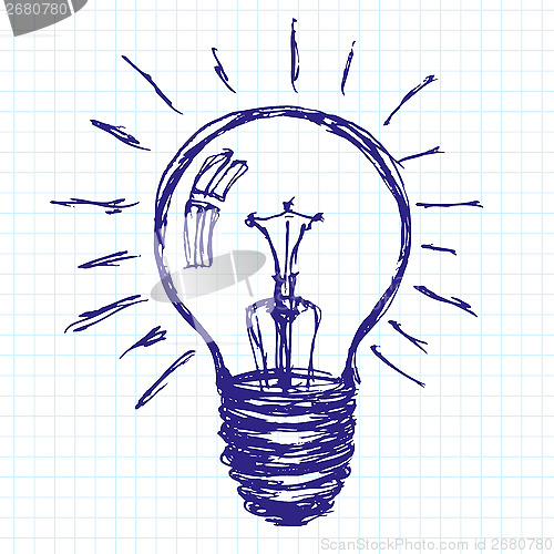 Image of Idea Sketch Background With Lamp