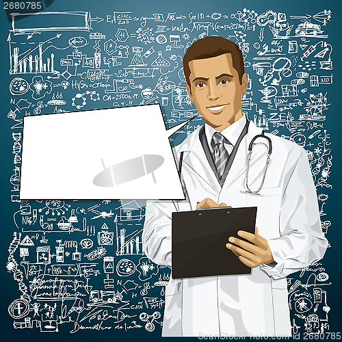 Image of Vector Doctor Man With Clipboard