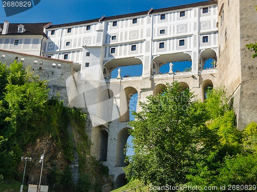 Image of Cloak bridge in Cesky Krumlov Castle, South Bohemia, Czech Repub