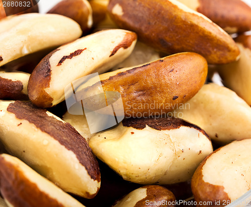 Image of A close-up of Brazil nuts on a white background