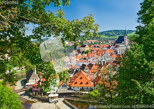 Image of Krumlov town from castle , Czech