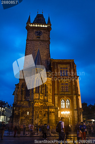 Image of Nightshot of Prague Town Hall (Rathaus) in Czech Republic