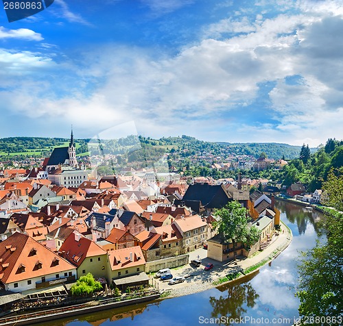 Image of Krumlov town from castle , Czech