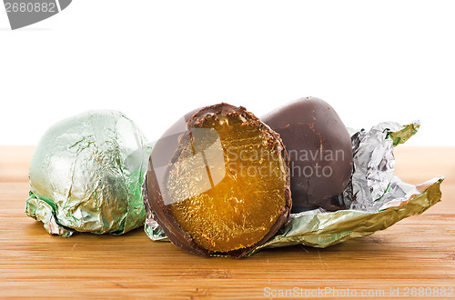 Image of pear in chocolate