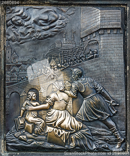 Image of Detail from martyrium of st. john, Charles bridge in Prague 