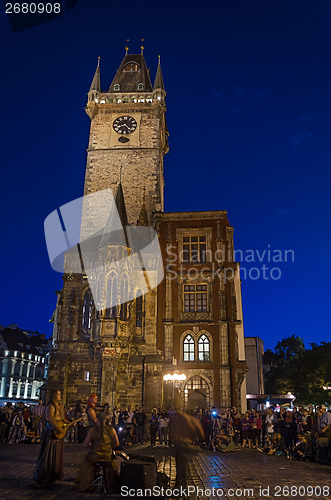 Image of Nightshot of Prague Town Hall (Rathaus) in Czech Republic