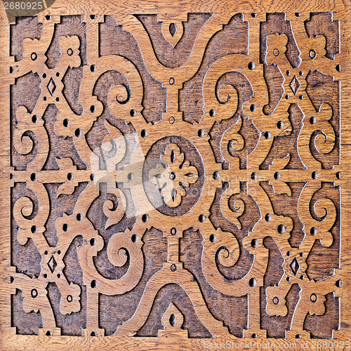 Image of wood carving, antique skillful pattern