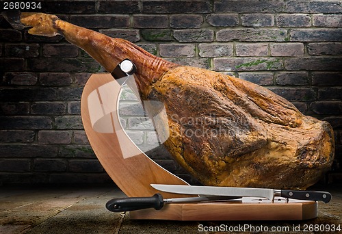 Image of Iberian ham isolated