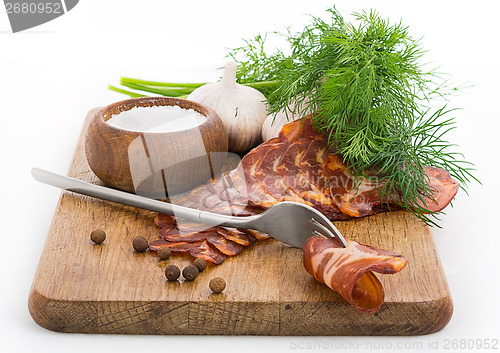 Image of Rough simple still life with bacon