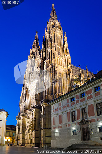 Image of The west facade of St. Vitus Cathedral in Prague (Czech Republic