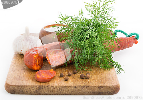 Image of Still life with Chorizo sausage