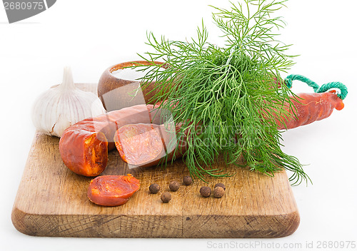 Image of Still life with Chorizo sausage