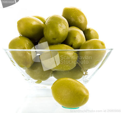 Image of olive fruit close up on white background