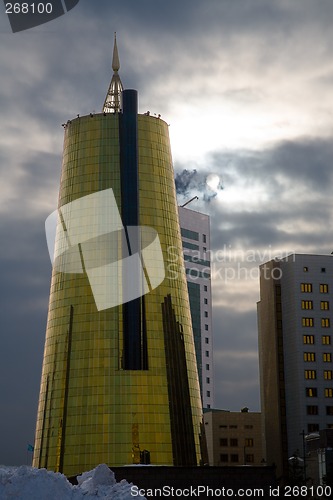 Image of Modern building and dramatic sky.