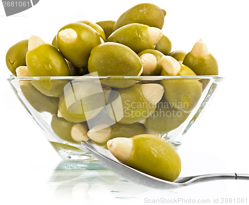 Image of olive fruit close up on white background