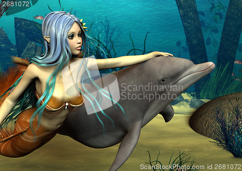 Image of Mermaid and Dolphin