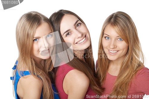 Image of Closeup of three girls friends