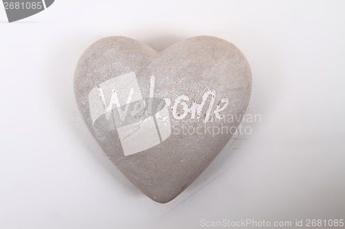 Image of heart with word welcome 