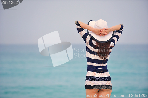Image of Happy Beautiful Woman Enjoying Summer Vacation