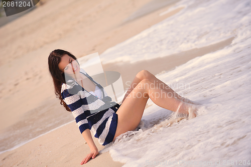 Image of Happy Beautiful Woman Enjoying Summer Vacation