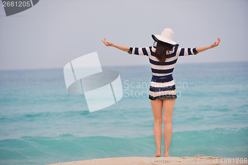 Image of Happy Beautiful Woman Enjoying Summer Vacation