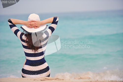 Image of Happy Beautiful Woman Enjoying Summer Vacation
