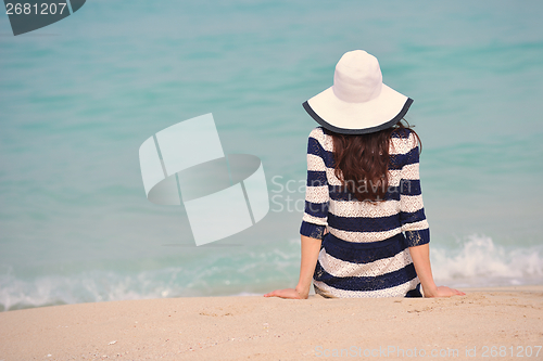 Image of Happy Beautiful Woman Enjoying Summer Vacation