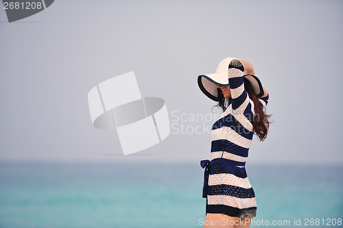 Image of Happy Beautiful Woman Enjoying Summer Vacation
