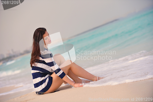 Image of Happy Beautiful Woman Enjoying Summer Vacation