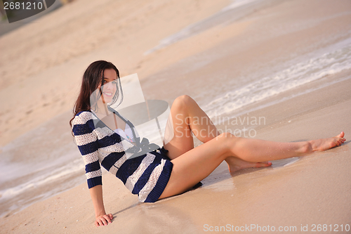 Image of Happy Beautiful Woman Enjoying Summer Vacation