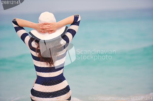 Image of Happy Beautiful Woman Enjoying Summer Vacation